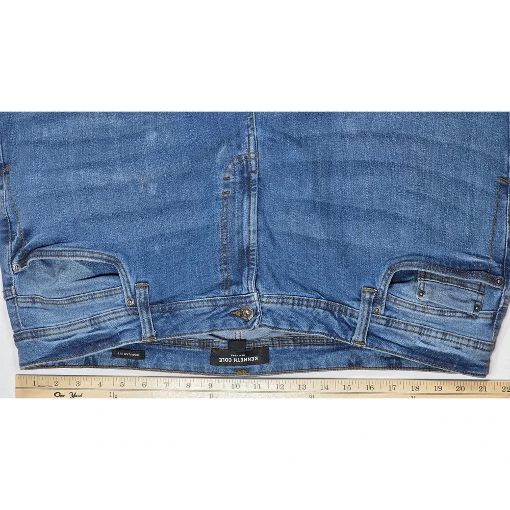 Kenneth Cole New York Mens Regular Fit Jeans Blue Denim 42x32 Medium Wash